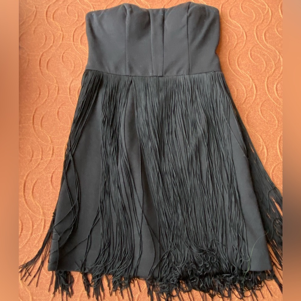 Ark & Co Strapless Black Fringe Dress Size Small